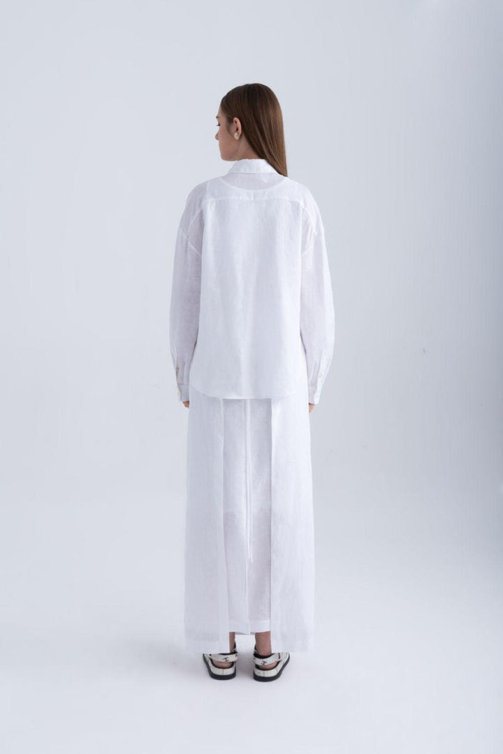 Aria Straight Long Sleeved Linen Shirt - MEAN BLVD