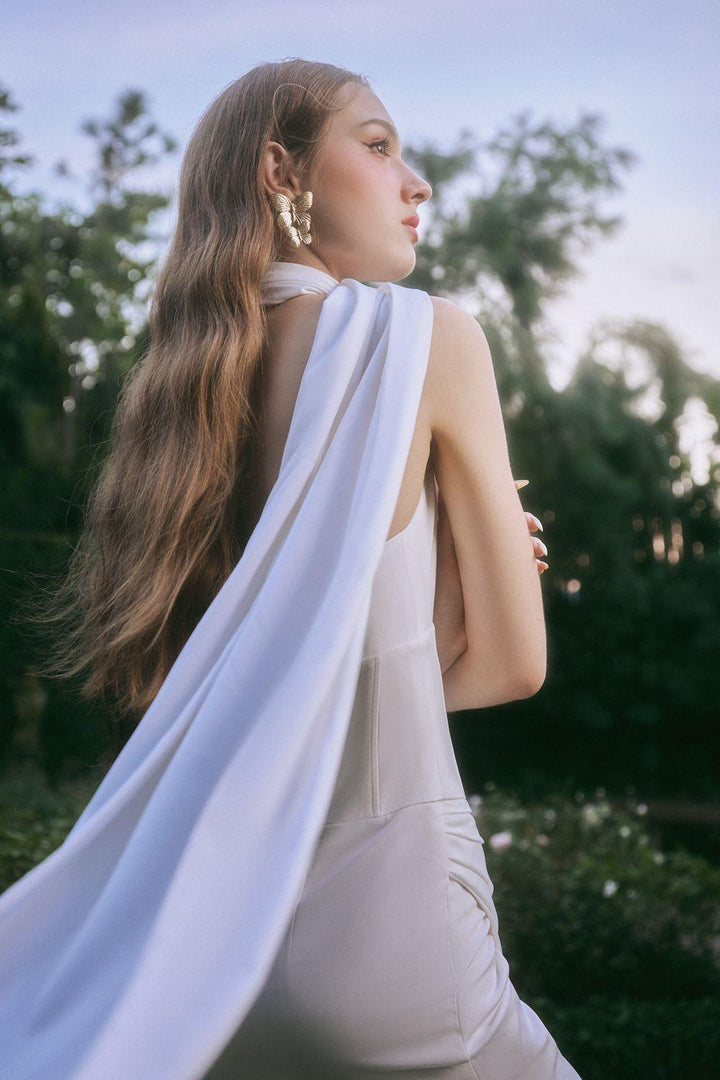 Ariane Slit Corset Waist Silk Floor Length Dress - MEAN BLVD