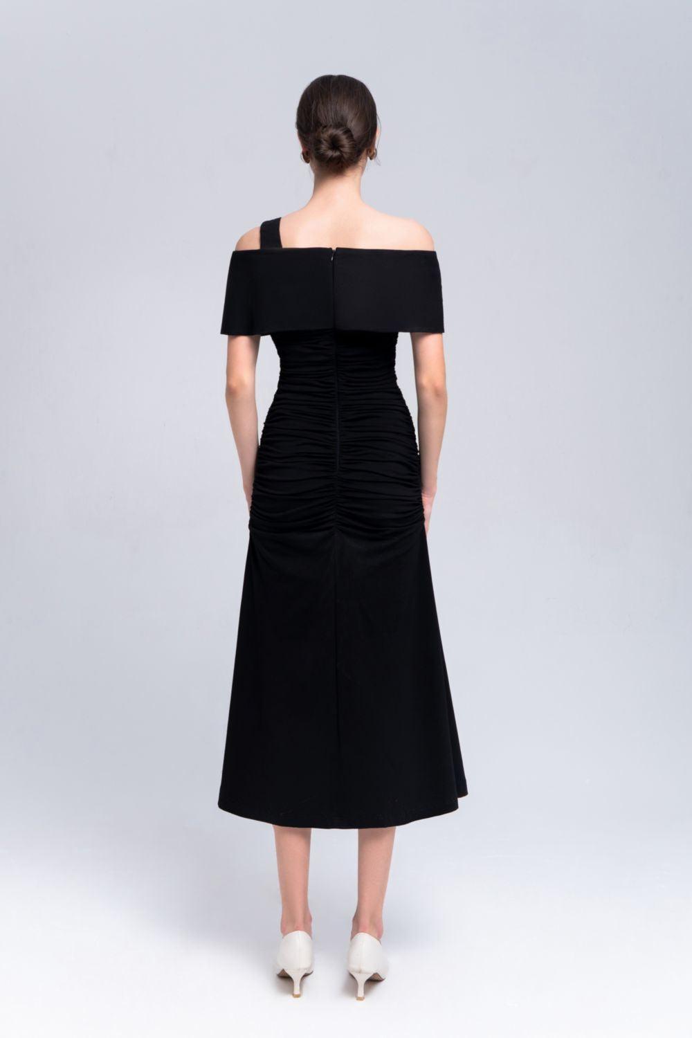 Ariel A-line Gathered Cotton Midi Dress - MEAN BLVD