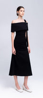 Ariel A-line Gathered Cotton Midi Dress - MEAN BLVD