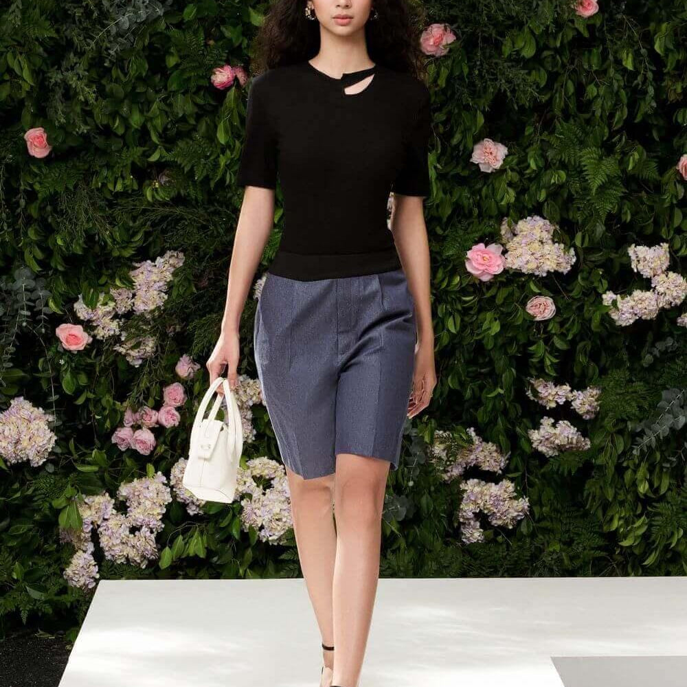 Ariel Cut-Out Knitted Fabric Top - MEAN BLVD