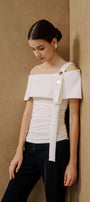 Ariel Gathered One Shoulder Cotton Spandex Top - MEAN BLVD