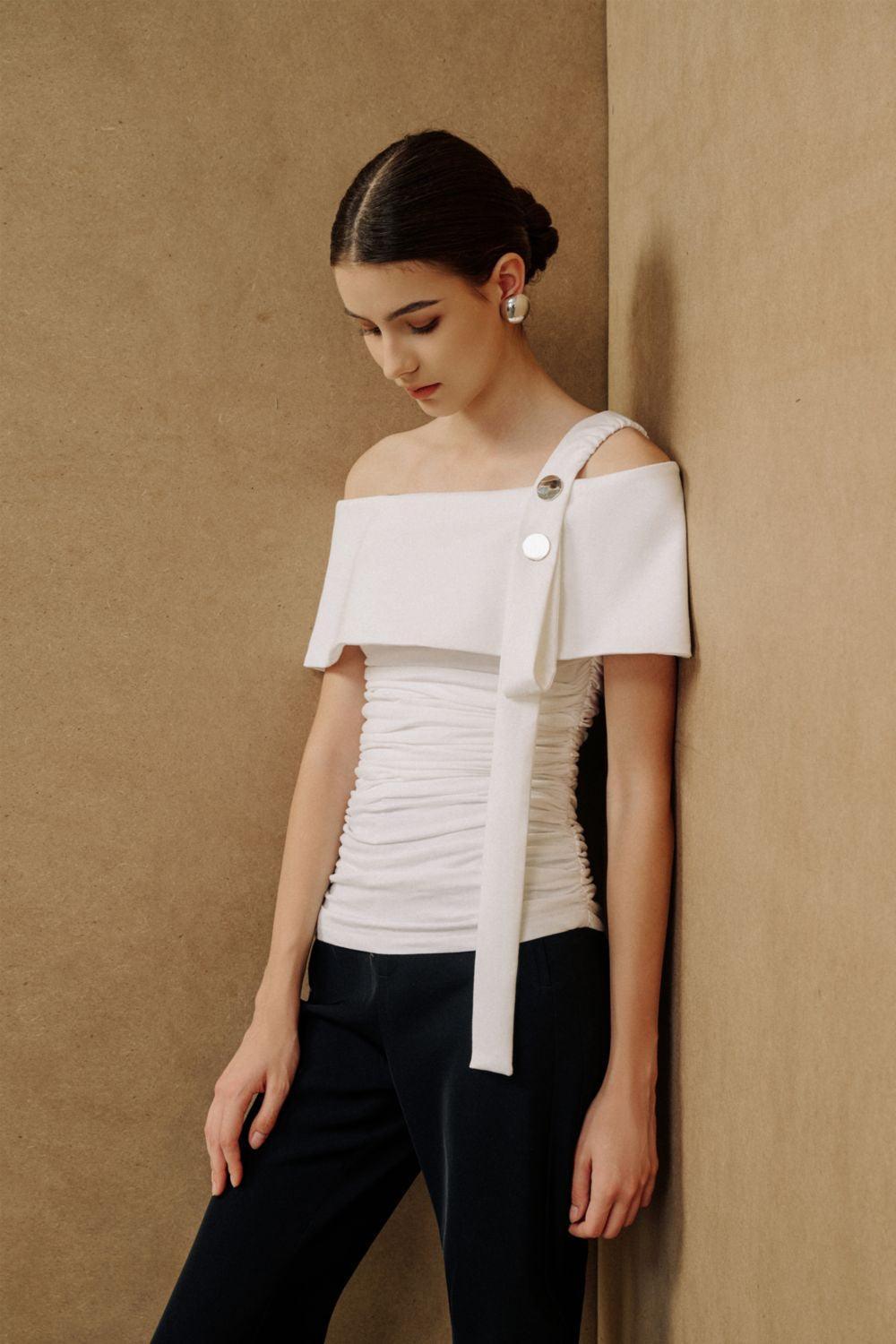 Ariel Gathered One Shoulder Cotton Spandex Top - MEAN BLVD