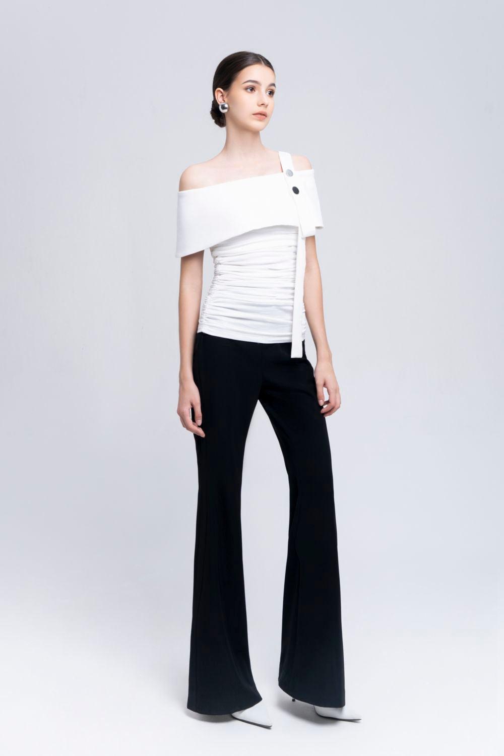 Ariel Gathered One Shoulder Cotton Spandex Top - MEAN BLVD