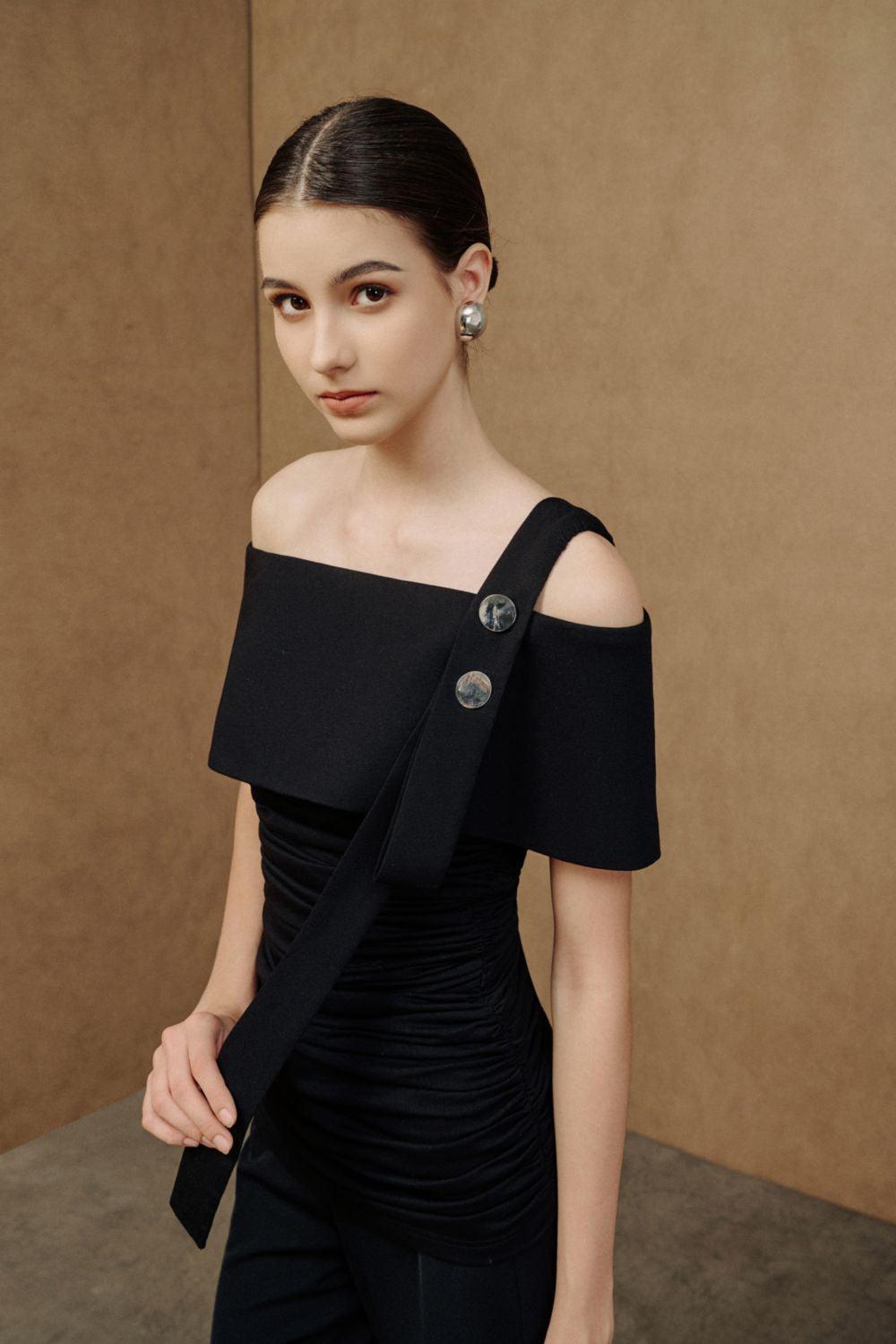 Ariel Gathered One Shoulder Cotton Spandex Top - MEAN BLVD