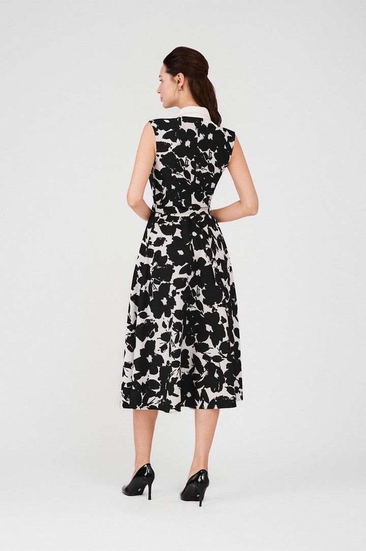 Ariyah A-line Single Breasted Poly Silk Midi Dress - MEAN BLVD