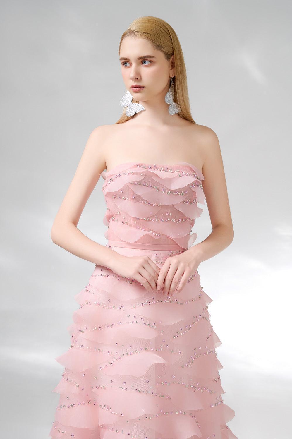 Arjun Strapless Stone Organza Floor Length Dress - MEAN BLVD