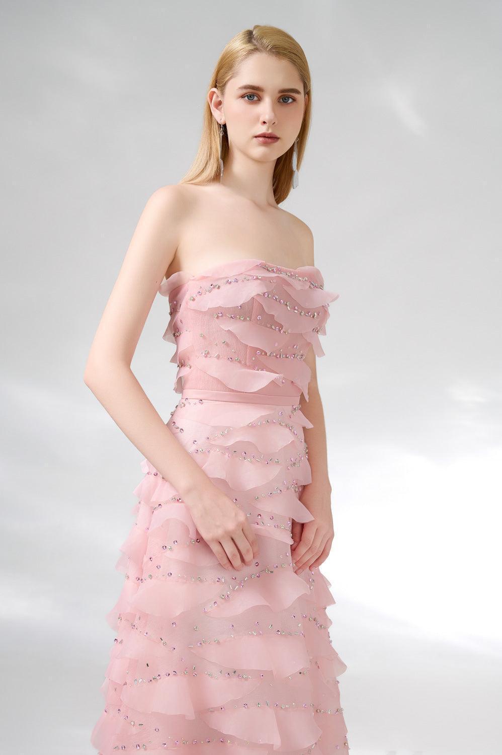 Arjun Strapless Stone Organza Floor Length Dress - MEAN BLVD