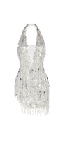 Arlette Halter Sleeveless Mesh Sequin Mini Dress - MEAN BLVD