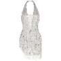 Arlette Halter Sleeveless Mesh Sequin Mini Dress - MEAN BLVD