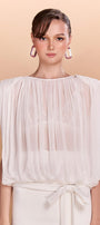 Aspen Gathered See-Through Chiffon Top - MEAN BLVD