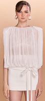 Aspen Gathered See-Through Chiffon Top - MEAN BLVD