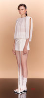 Aspen Gathered See-Through Chiffon Top - MEAN BLVD