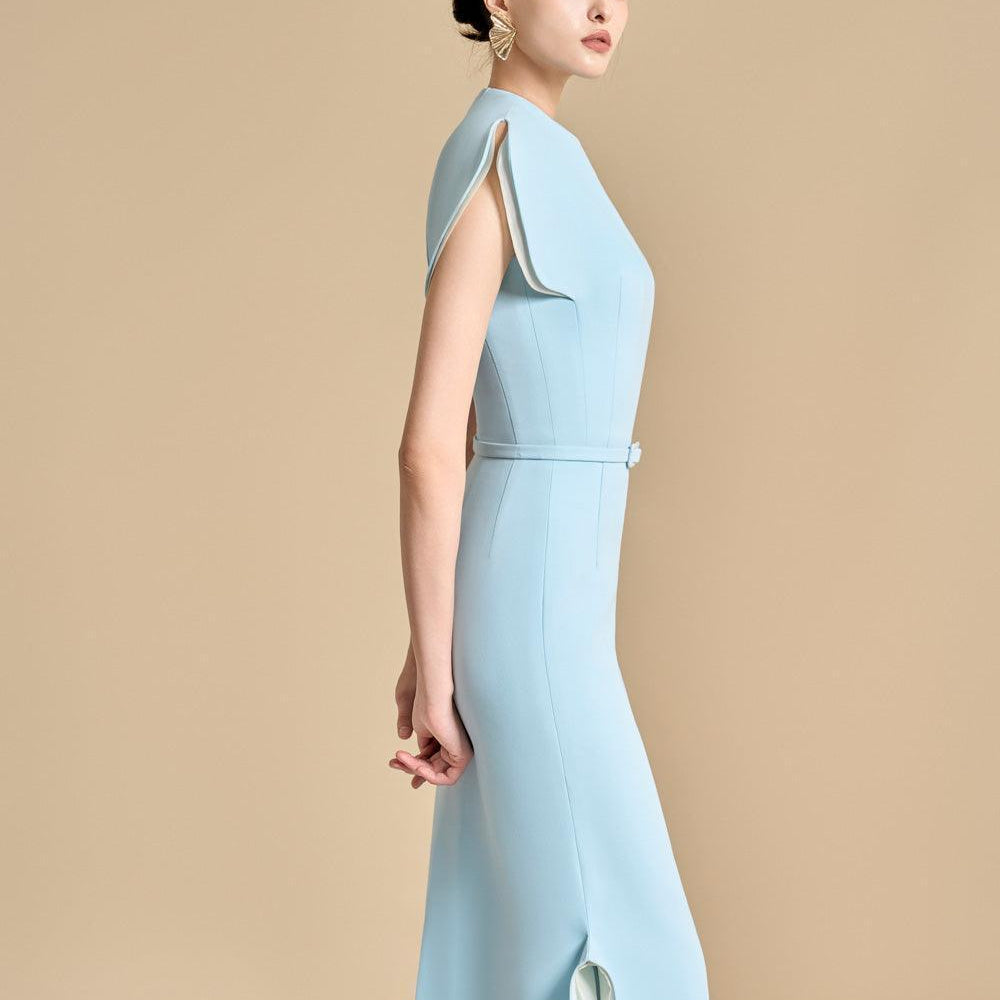 Aster Sheath Cap Sleeved Polyester Ankle Length Dress - MEAN BLVD