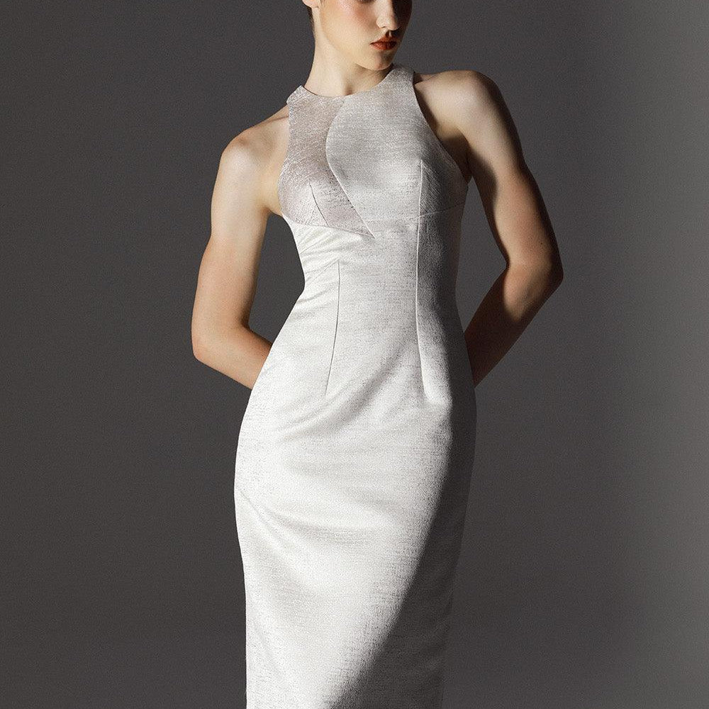 Astral Sheath Jewel Neck Brocade Midi Dress - MEAN BLVD