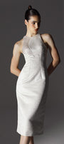 Astral Sheath Jewel Neck Brocade Midi Dress - MEAN BLVD