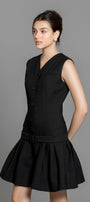 Aubrie Drop Waist V-Neck Polycotton Mini Dress - MEAN BLVD