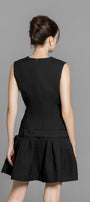 Aubrie Drop Waist V-Neck Polycotton Mini Dress - MEAN BLVD