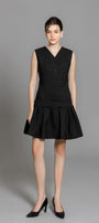 Aubrie Drop Waist V-Neck Polycotton Mini Dress - MEAN BLVD