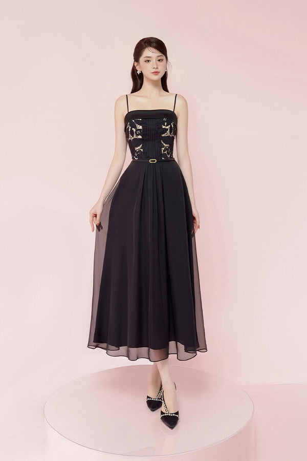 Audrey A-line Camisole Floss Silk Midi Dress - MEAN BLVD