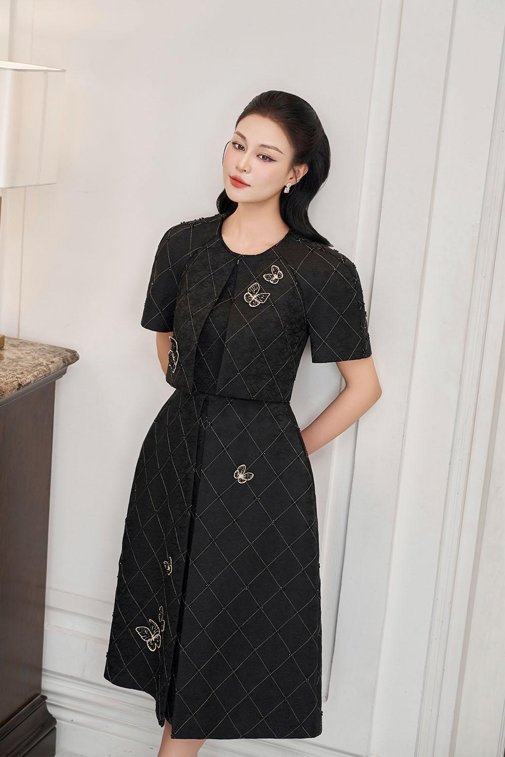 Aurora A-line Draped Brocade Midi Set - MEAN BLVD