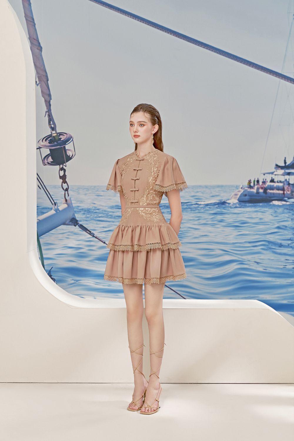 Aurora Layered Flutter Sleeved Polycotton Mini Dress - MEAN BLVD