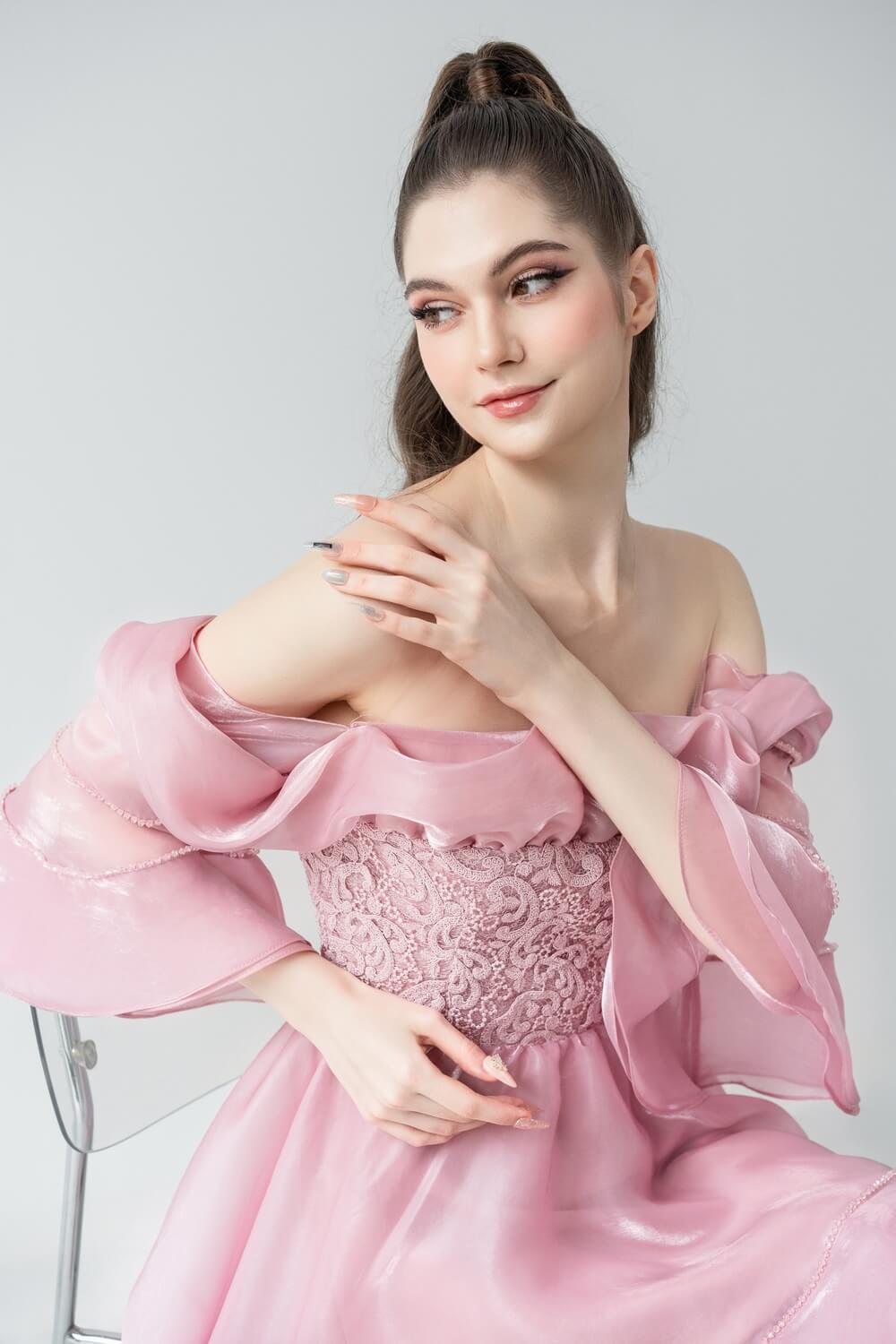 Aurora Layered Off Shoulder Organza Above The Knee Dress MEAN BLVD