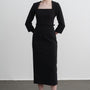 Ava Sheath Long Sleeved Polycotton Midi Dress - MEAN BLVD