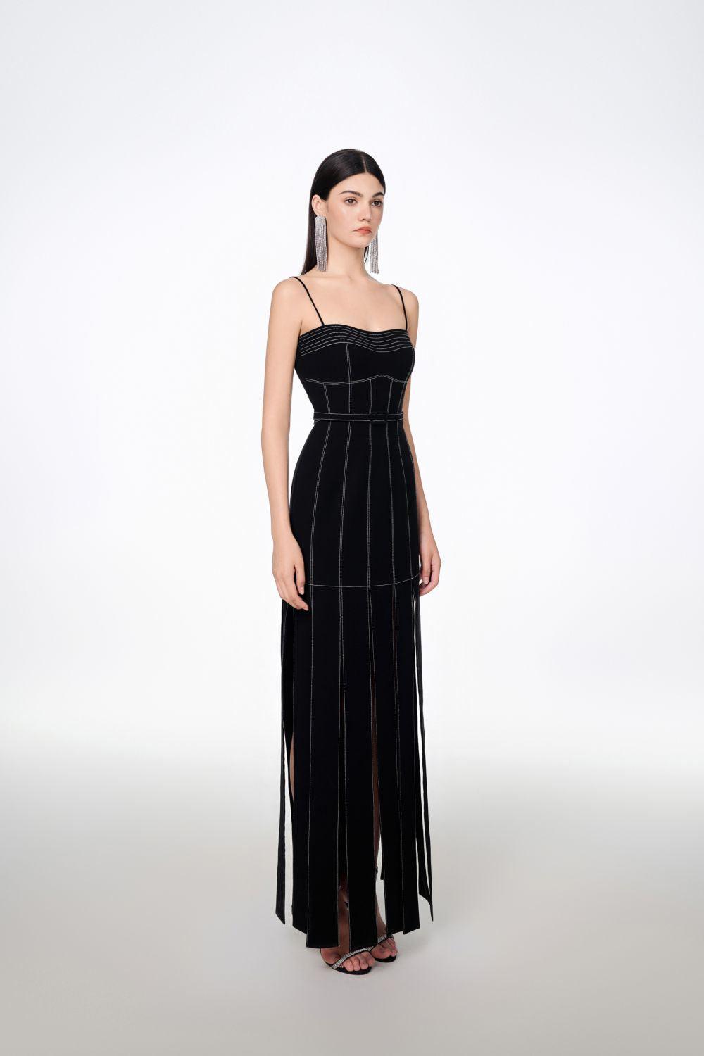 Ava Slit Spaghetti Strap Crepe Midi Dress - MEAN BLVD