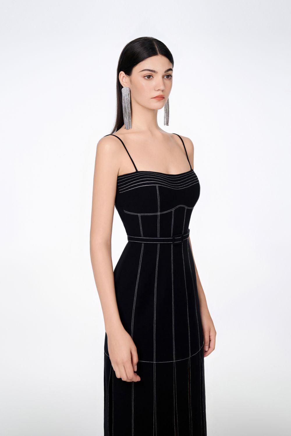 Ava Slit Spaghetti Strap Crepe Midi Dress - MEAN BLVD