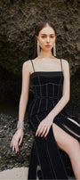 Ava Slit Spaghetti Strap Crepe Midi Dress - MEAN BLVD