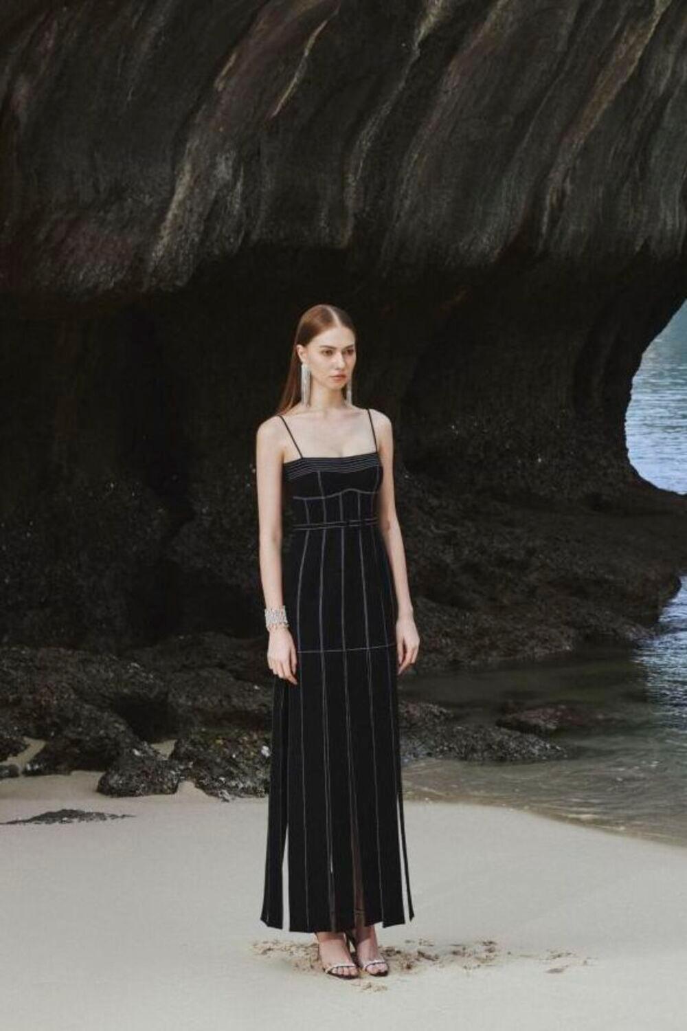 Ava Slit Spaghetti Strap Crepe Midi Dress - MEAN BLVD