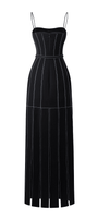 Ava Slit Spaghetti Strap Crepe Midi Dress - MEAN BLVD