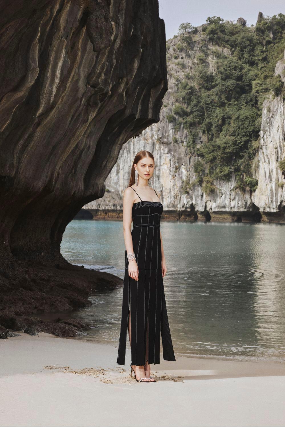 Ava Slit Spaghetti Strap Crepe Midi Dress - MEAN BLVD
