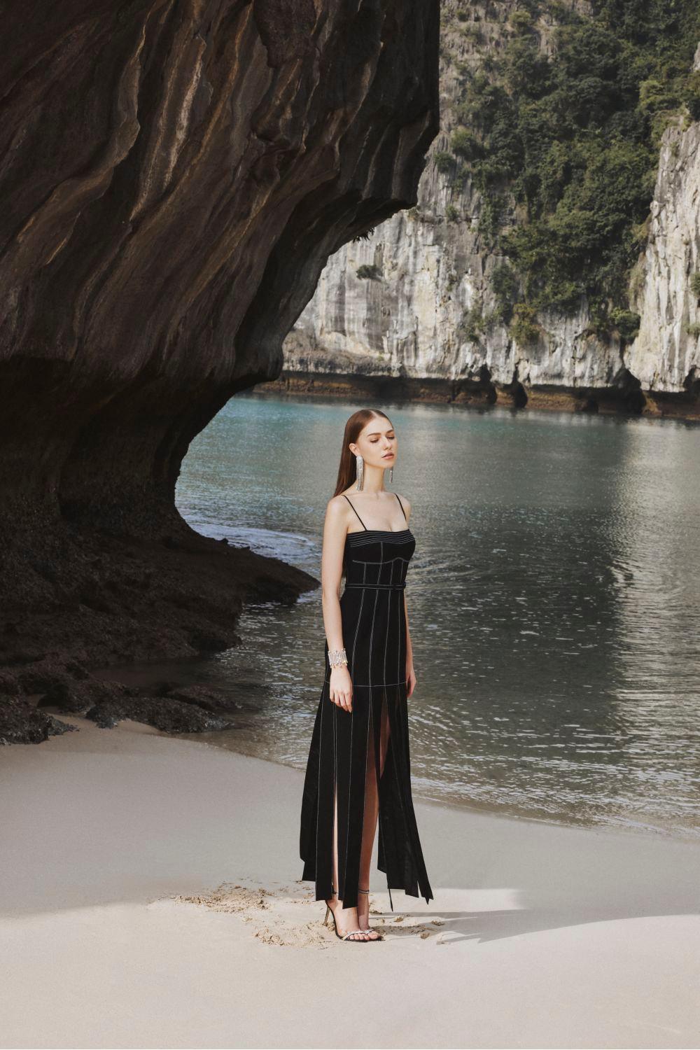 Ava Slit Spaghetti Strap Crepe Midi Dress - MEAN BLVD