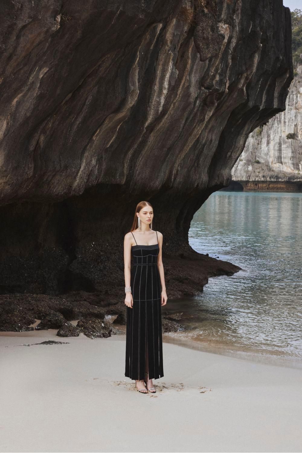 Ava Slit Spaghetti Strap Crepe Midi Dress - MEAN BLVD