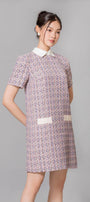 Averi Trapezoid Collared Neck Tweed Mini Dress - MEAN BLVD