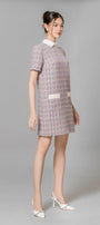 Averi Trapezoid Collared Neck Tweed Mini Dress - MEAN BLVD