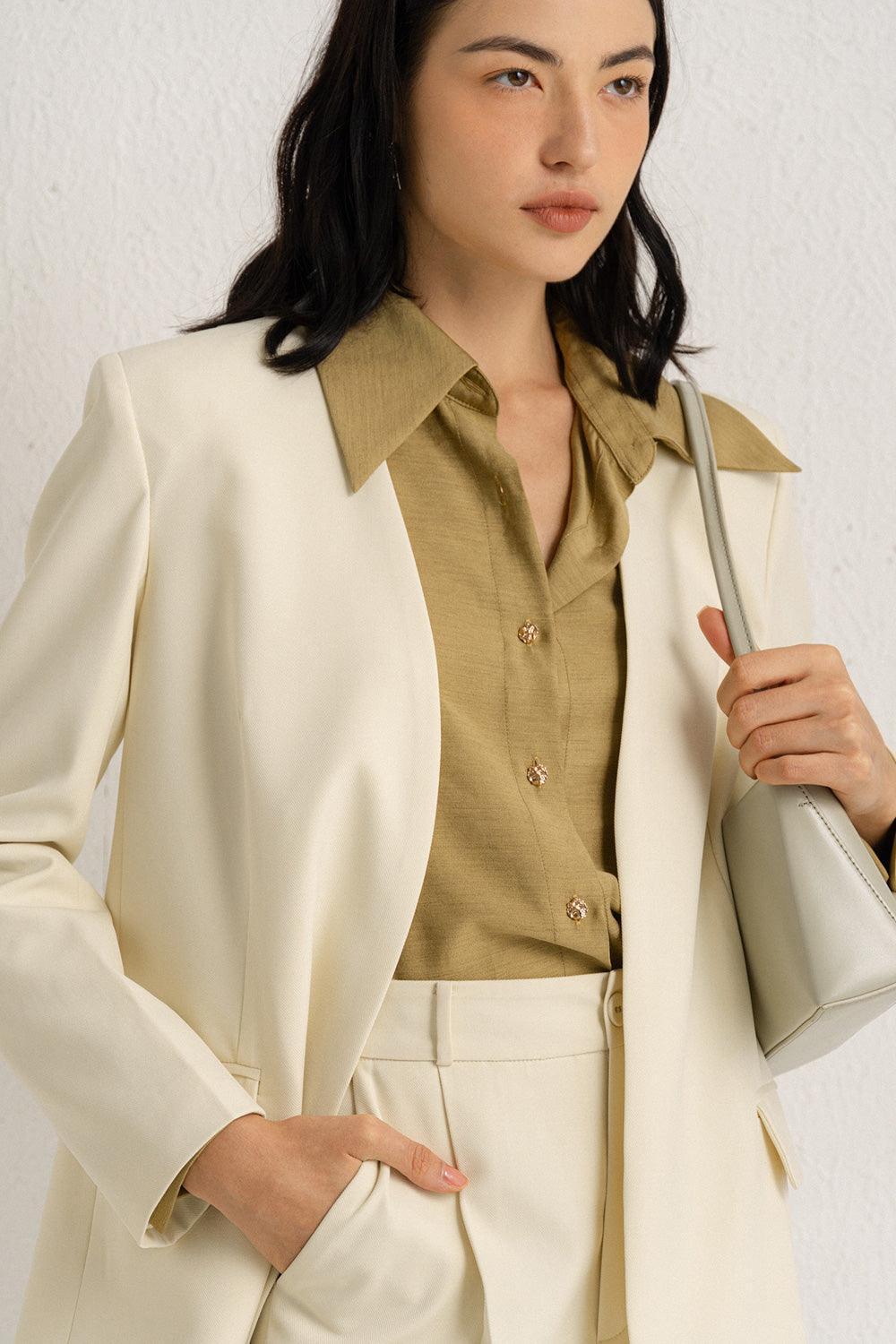 Avery Straight Long Sleeved Polycotton Blazer - MEAN BLVD