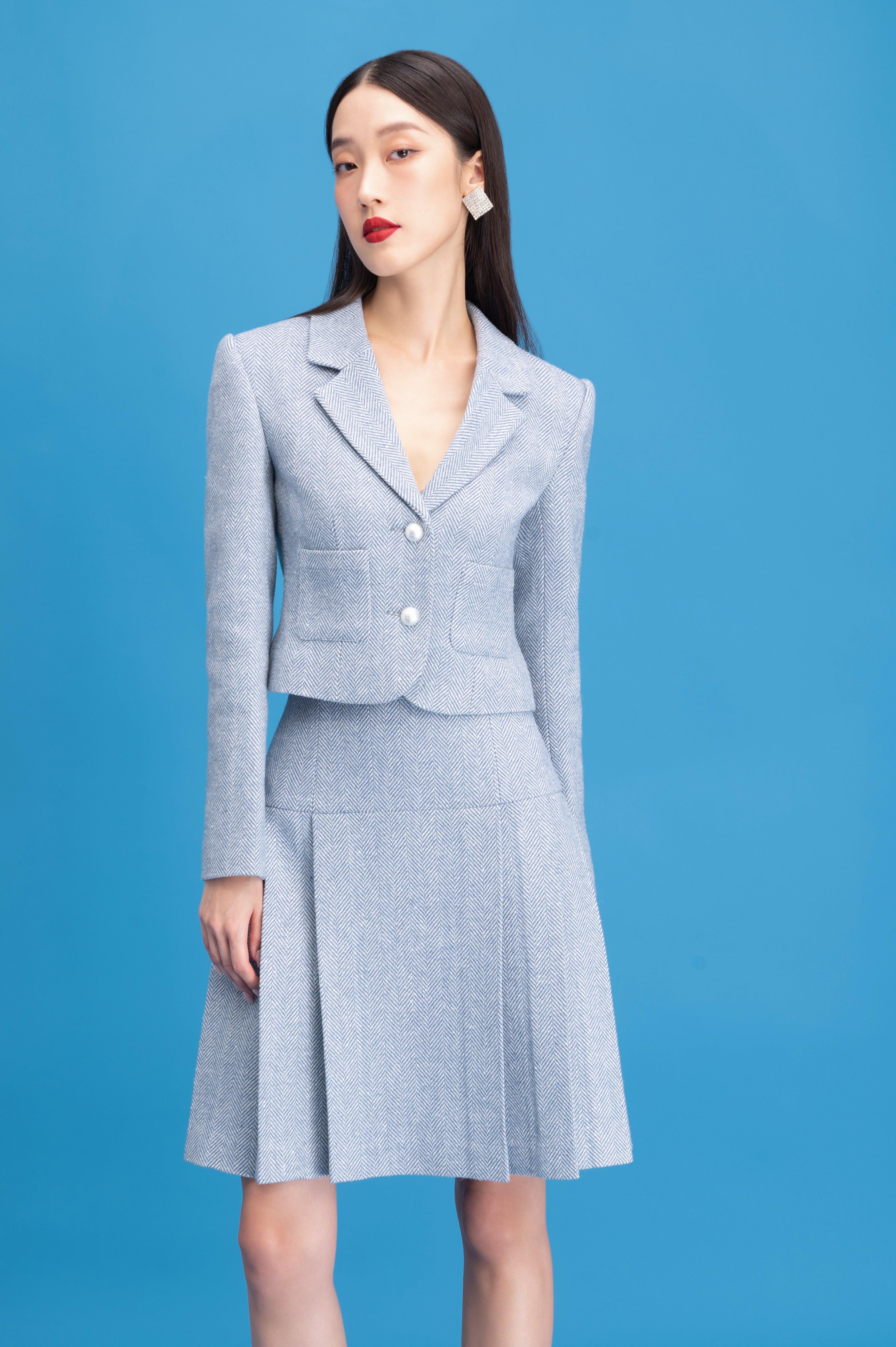 Ayla Cropped Notch Lapel Felt Jacket - MEAN BLVD