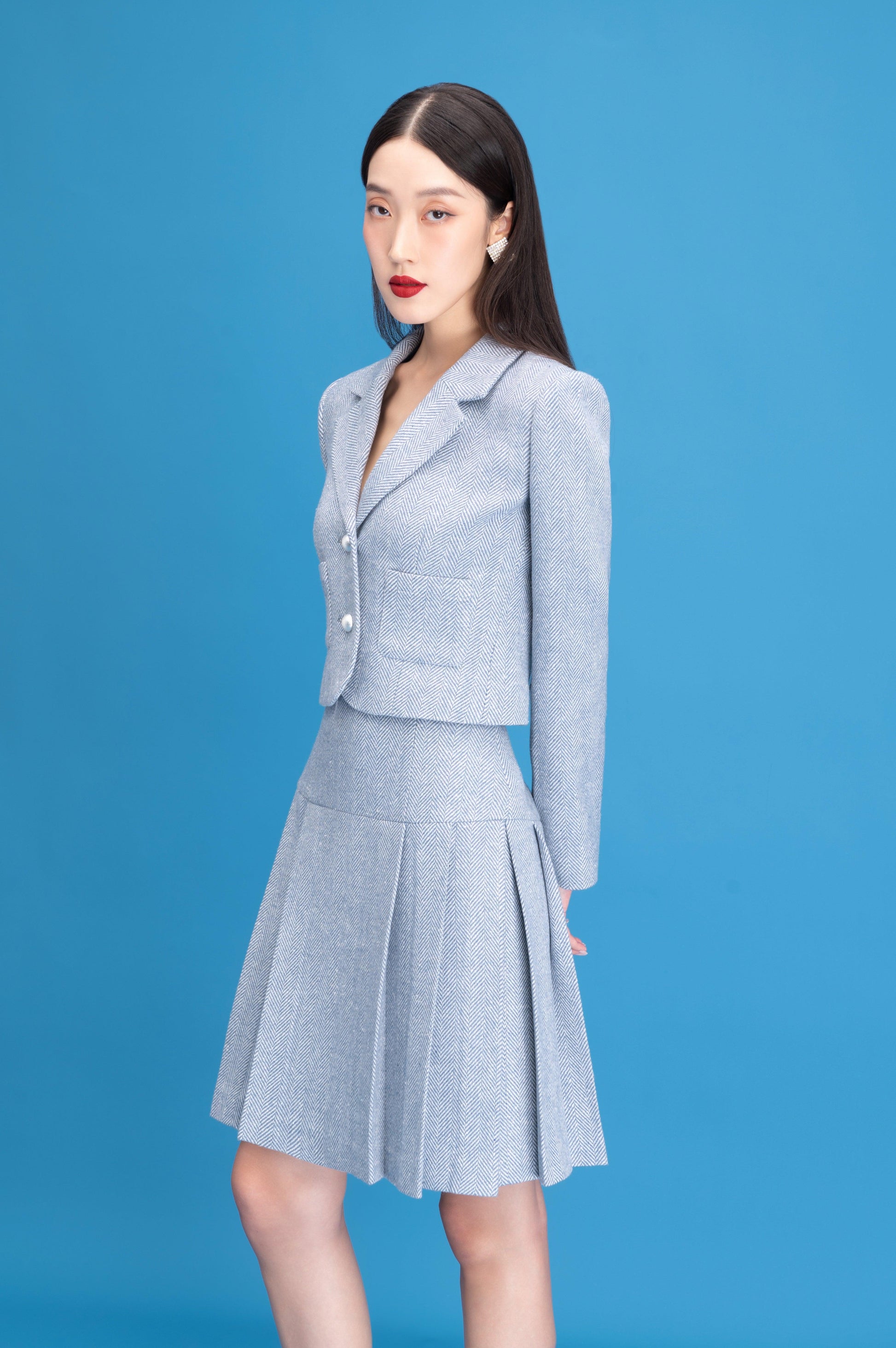 Ayla Cropped Notch Lapel Felt Jacket - MEAN BLVD