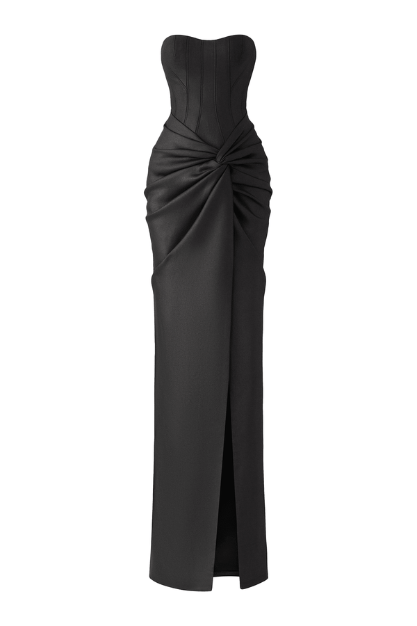 Ayla Strapless Knotted Crepe Floor Length Dress - MEAN BLVD