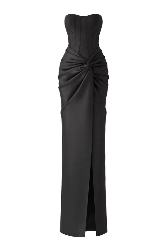 Ayla Strapless Knotted Crepe Floor Length Dress - MEAN BLVD