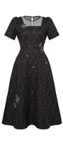 Azalea A-line Round Neck Brocade Midi Dress - MEAN BLVD