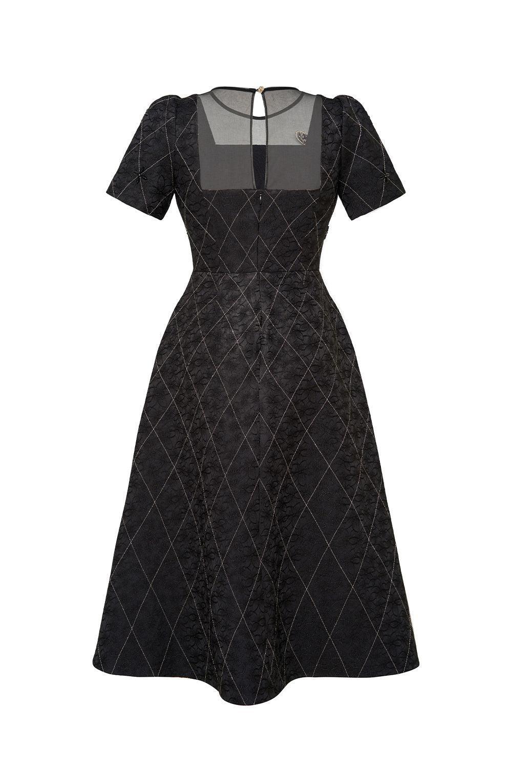 Women's Azalea A-line Round Neck Brocade Midi Dress S/M/L/XL/XXL Black MEAN BLVD Black / XL Women's Azalea A-line Round Neck Brocade Midi Dress S/M/L/XL/XXL Black MEAN BLVD Black / XL