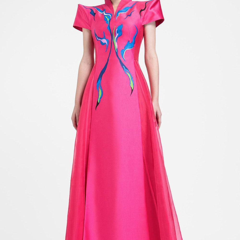 Azalea A-line V-Neck Zibeline Floor Length Dress - MEAN BLVD