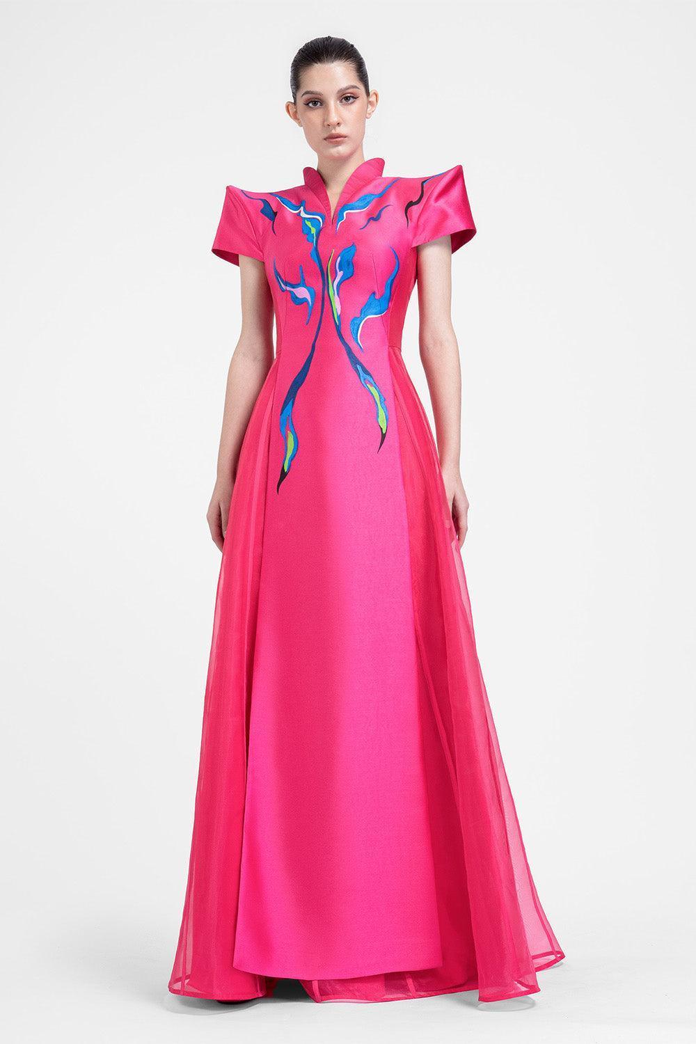 Azalea A-line V-Neck Zibeline Floor Length Dress - MEAN BLVD
