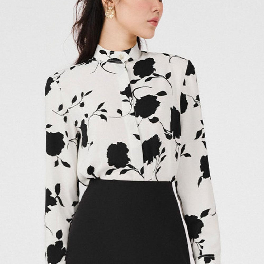 Azalea Straight Band Collar Silk Shirt - MEAN BLVD