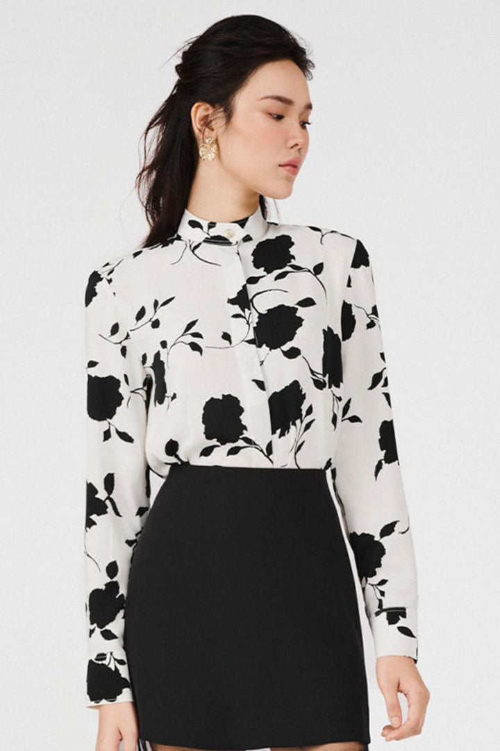 Azalea Straight Band Collar Silk Shirt - MEAN BLVD