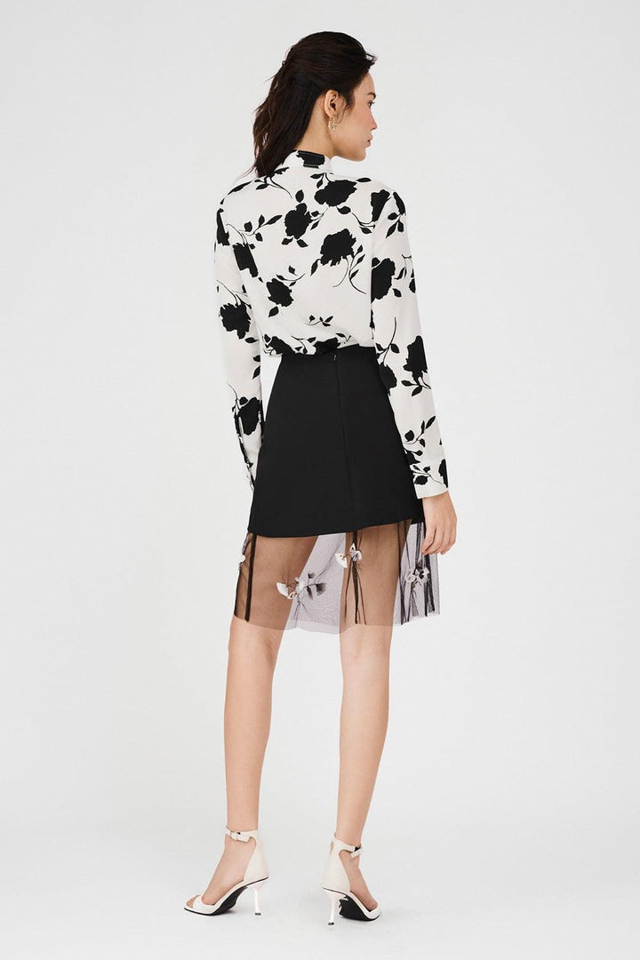 Azalea Straight Band Collar Silk Shirt - MEAN BLVD